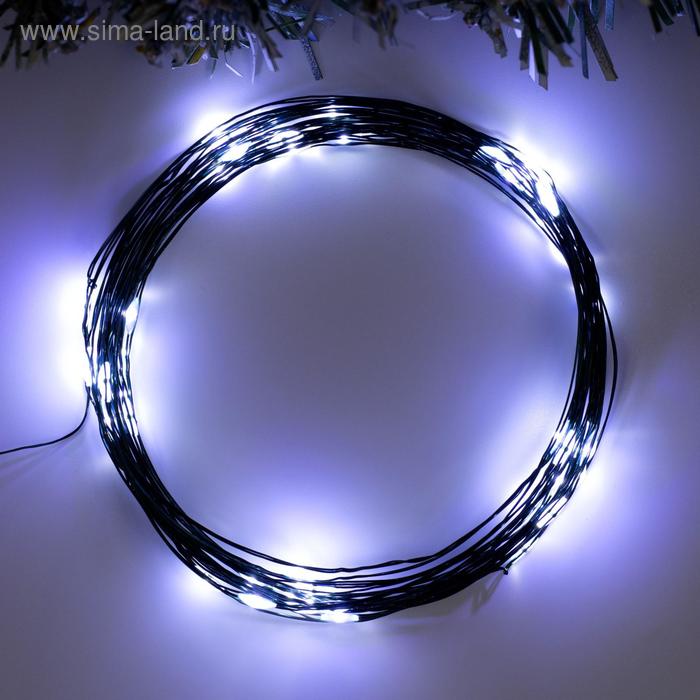 

Гирлянда «Нить» 5 м роса, IP20, зелёная нить, 50 LED, свечение белое, 2 режима, AAх3