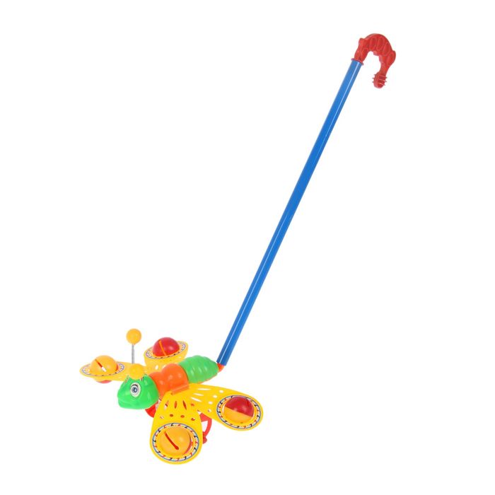 Каталка на палке «Бабочка-погремушка», цвета МИКС