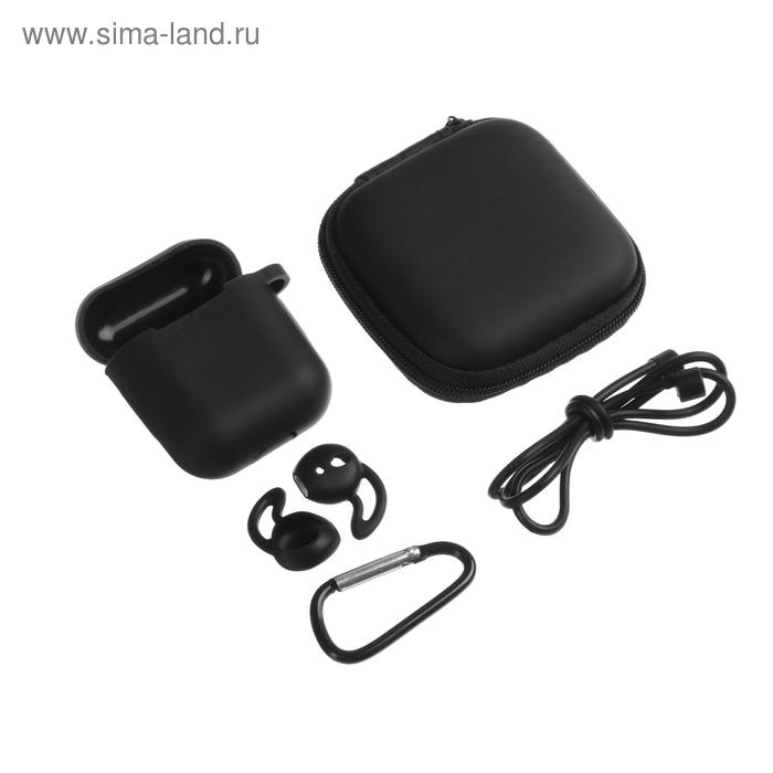 Набор для Apple Airpods 12 5 в 1 футляр чехол ремешок карабин накладки черный 129₽