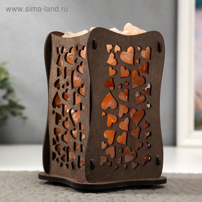 

Соляной светильник с диммером "Ваза" узор сердца, Е14 15Вт 2кг гимал.соль 22х12х12см