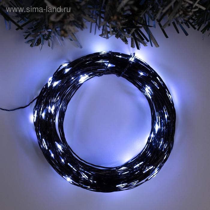 

Гирлянда «Нить» 20 м роса, IP20, чёрная нить, 200 LED, свечение белое, 12 В