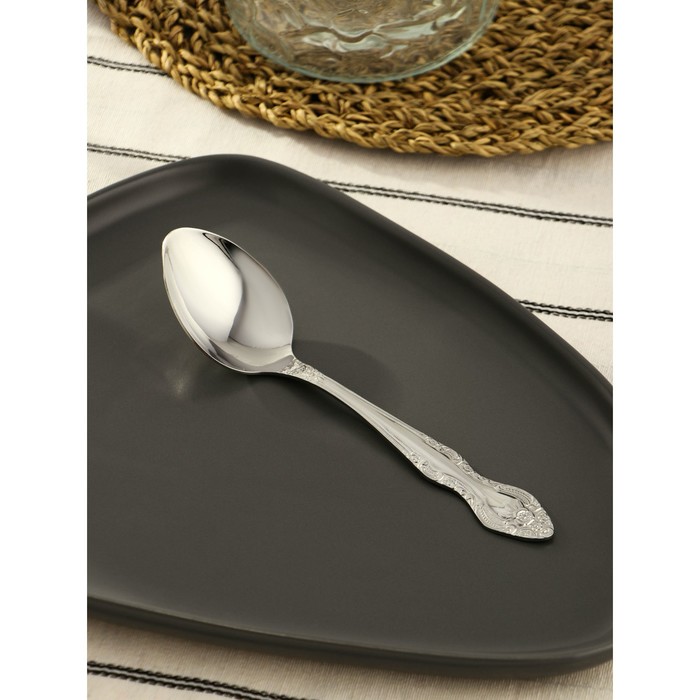 Ложка десертная «Тройка», h=18 см, толщина 2 мм, цвет серебряный вилка десертная мондиал h 17 см толщина 2 5 мм цвет серебряный