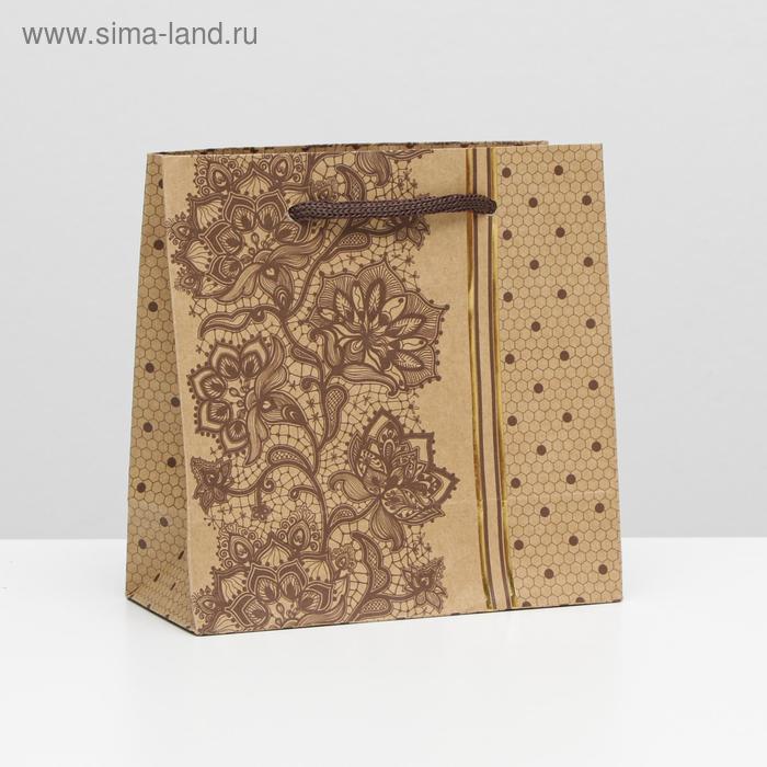 

Пакет подарочный крафт "Коллекция узоров" 16 x 16 x 7,6 см