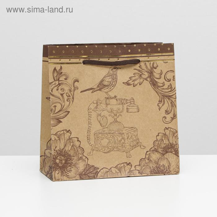 

Пакет подарочный крафт "Соловей" 16 x 16 x 7,6 см