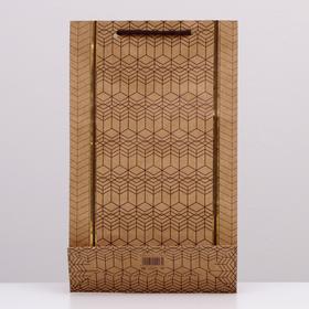 

Пакет подарочный крафт "Сечение", крафт, 40,5 х 24,8 х 9 см