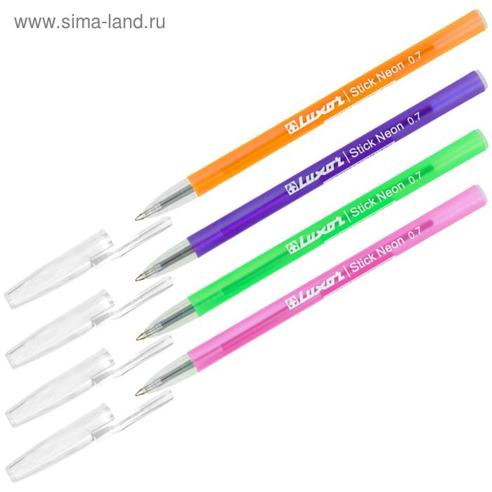 Ручка шариковая Luxor Stick Neon Restyle узел 0,7мм, корпус микс, синяя 1230/48BX