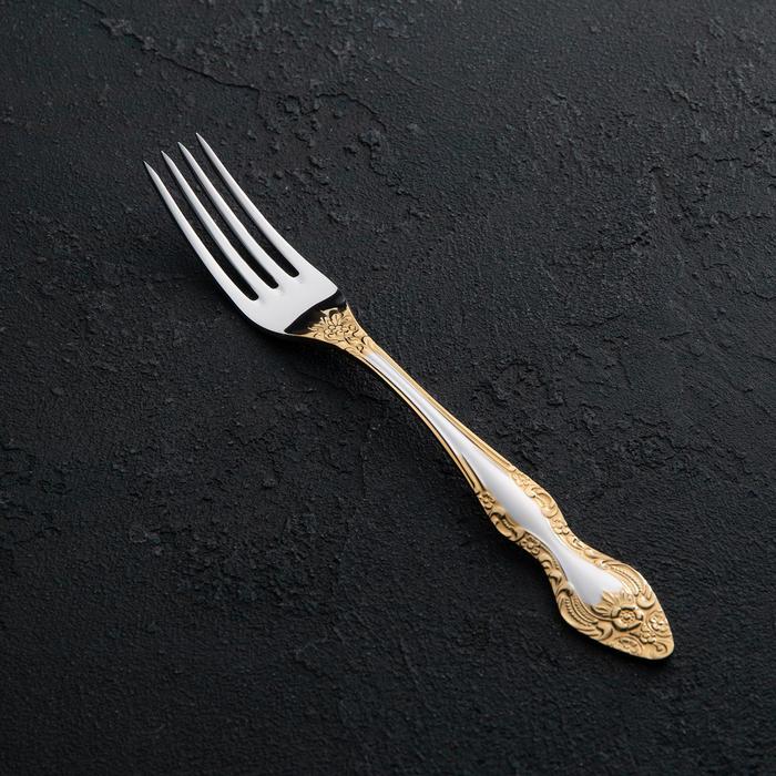 Вилка столовая 19,5 см "Тройка", толщина 2 мм, локальное нитрид-титановое покрытие