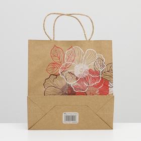 

Пакет подарочный крафт "Цветы", 24 x 23 x 10 см