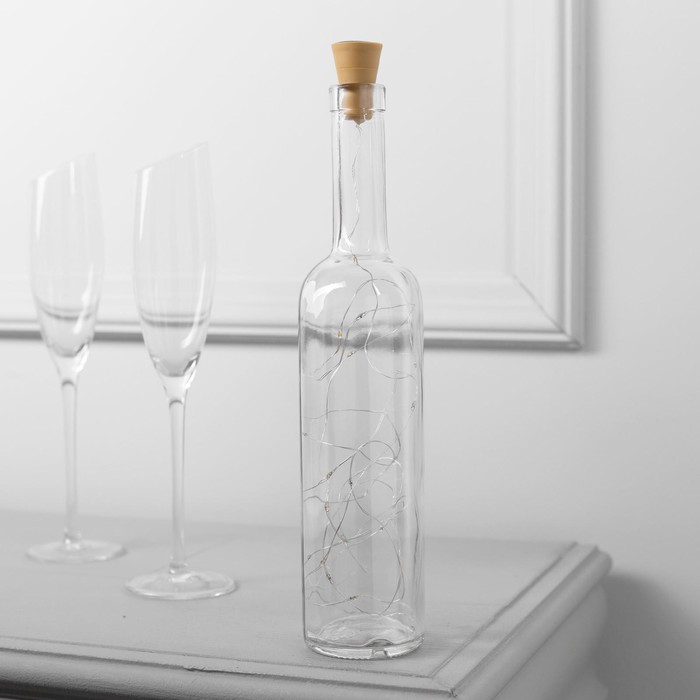 фото Гирлянда «нить» 2 м роса с пробкой, ip44, серебристая нить, 20 led, свечение мульти, солнечная батарея luazon lighting