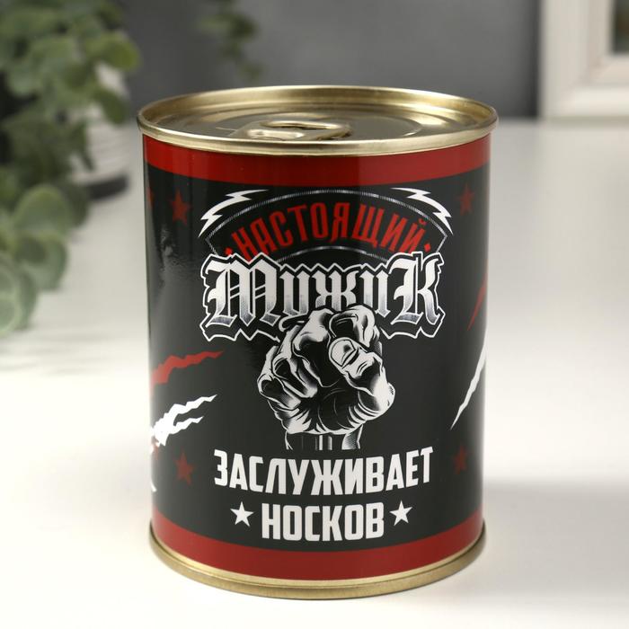 Носки в банке "Настоящему мужику" (мужские, цвет микс)