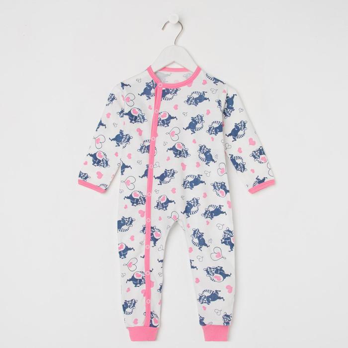 фото Комбинезон детский, цвет молочный/синий/розовый, рост 80-86 см растёмка