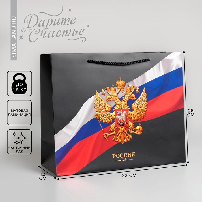 Пакет подарочный «Россия», 32 × 26 × 12 см