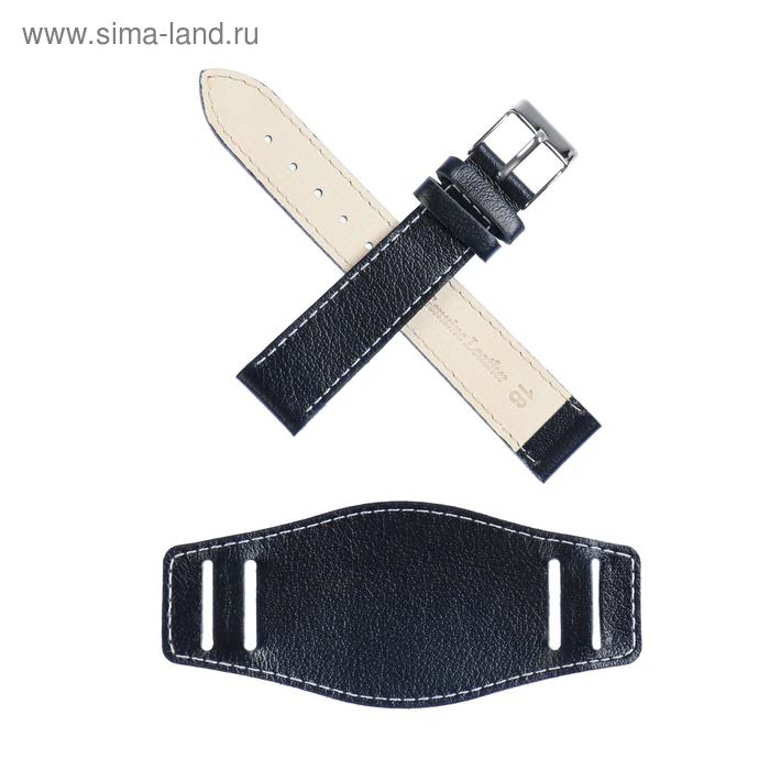 фото Ремешок для часов, мужской, 18 мм, запряжник 75 мм, горт 115 мм, натуральная кожа, чёрный ardi