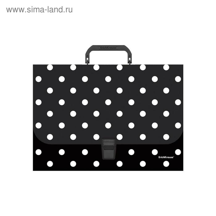 

Папка-портфель А4, 1 отделение, 800 мкм, ErichKrause Dots in Black, до 350 листов, с рисунком