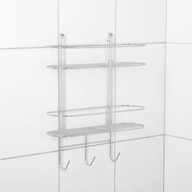 

Полка овальная с крючками, 2-х ярусная, 40×12×46 см, цвет хром