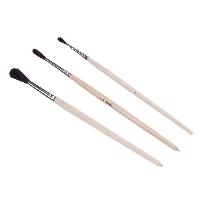 Набор кистей Белка 3 штуки Эдельвейс "Бельчонок №1" (№: 1, 3, 5) ручка дерево на блистере