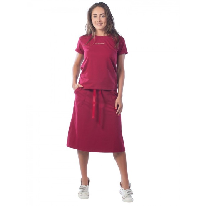 Костюм женский Relevant, размер 44, цвет бордовый костюм женский relevant размер 54 цвет бордовый