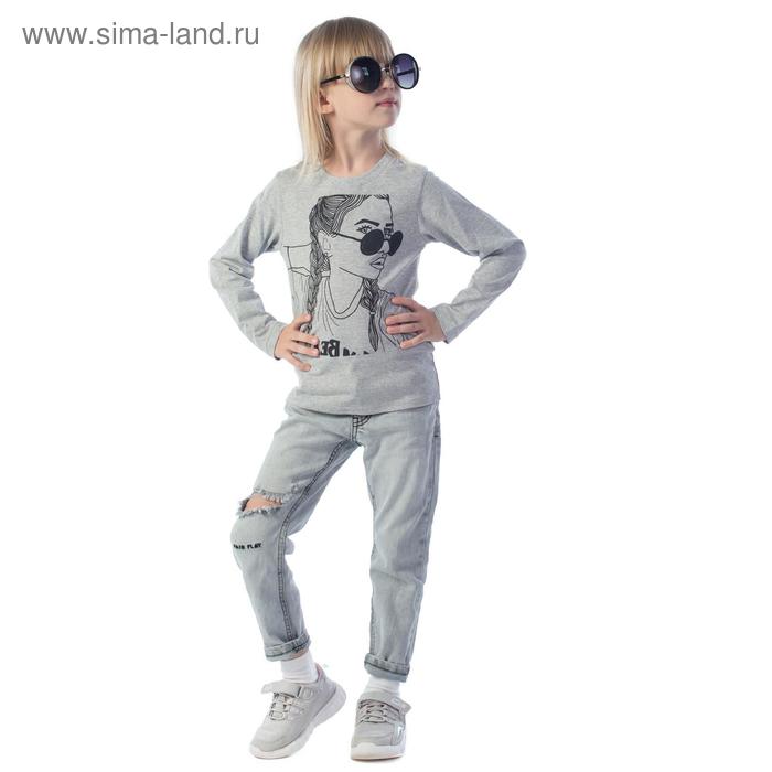 фото Лонгслив для девочек, рост 110 см, цвет серый-меланж klery