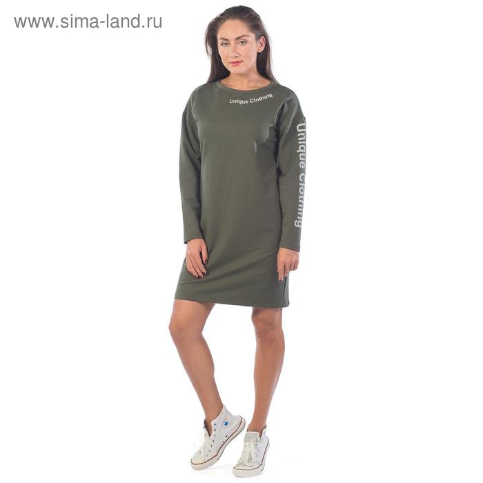 фото Платье женское unique clothing, размер 48, цвет хаки klery