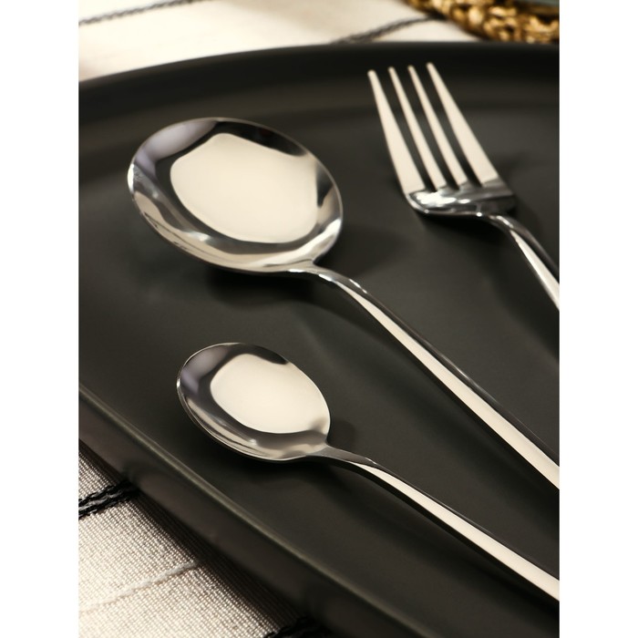 фото Набор столовых приборов из нержавеющей стали magistro «блинк», 4 предмета, цвет серебряный