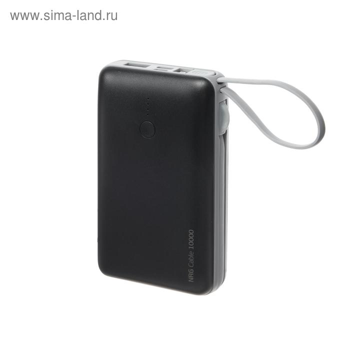 Внешний аккумулятор Deppa NRG Cable 4 в 1, 2 USB, 10000 мАч, 2.1 A, встроенные кабели, серый