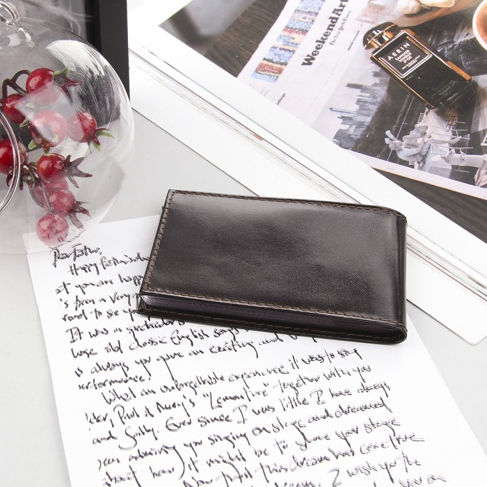 Визитница, 1 ряд, 18 листов, цвет коричневый