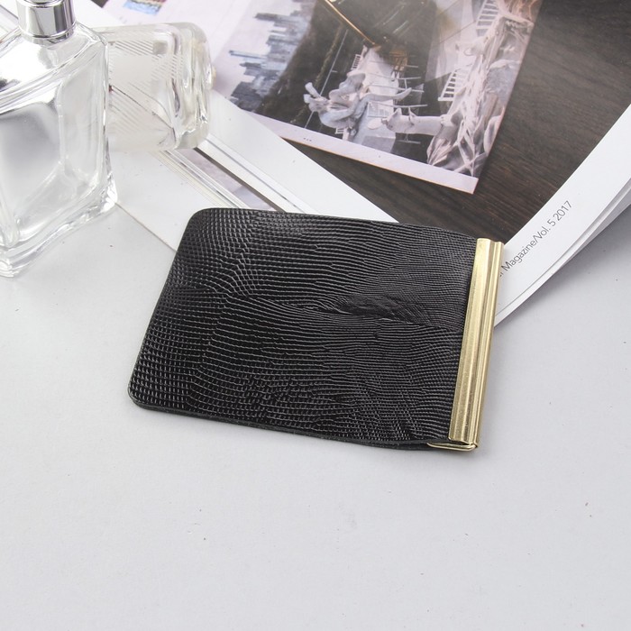 Зажим для купюр, игуана, цвет чёрный