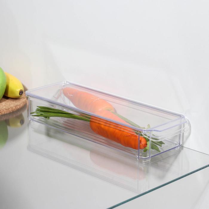 Органайзер для холодильника с крышкой IDEA, 10×30×5 см, цвет прозрачный