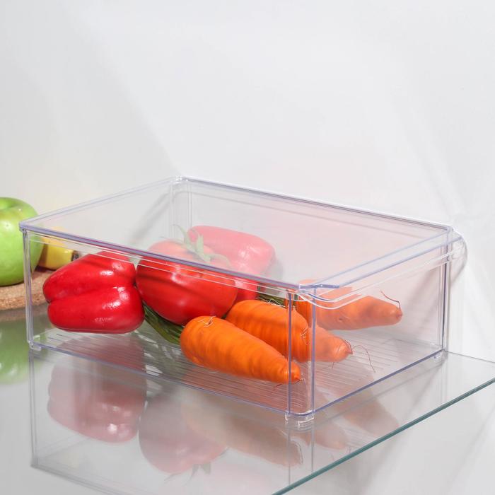 цена Контейнер для холодильника с крышкой IDEA, 20×30×10 см, цвет прозрачный
