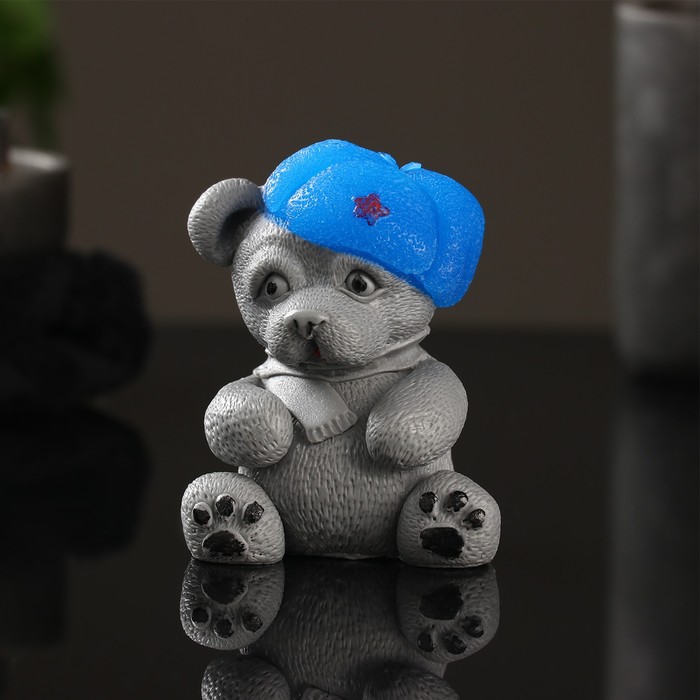

Фигурное мыло "Мишка в ушанке" серый, 150гр