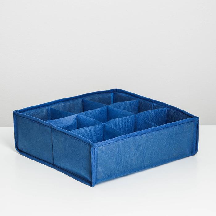 Органайзер для хранения секционный Eva, 9 ячеек, 30×30×10 см, цвет синий