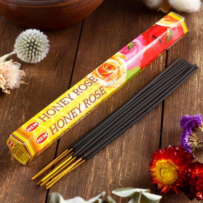 Благовония "HEM Honey Rose" (Мёд и роза), шестигранник, 20 палочек