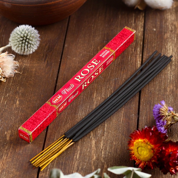 Благовония "HEM Flora Masala Rose" (Роза), четырехгранник, 8 палочек