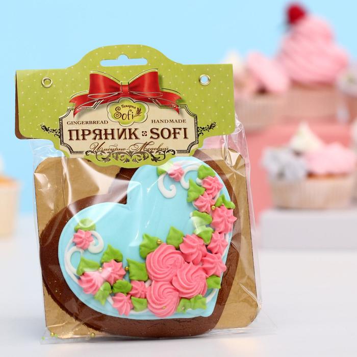 

Пряник "Сердце с пожеланиями" имбирно-медовый, 100 г