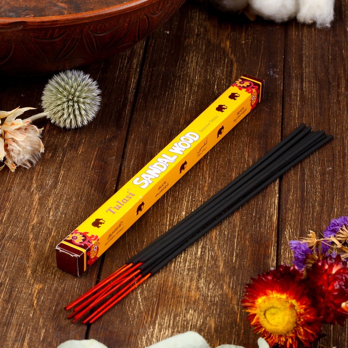Благовония "Tulasi Sarathi Sandal Wood" (Сандал), четырехгранник, 8 палочек