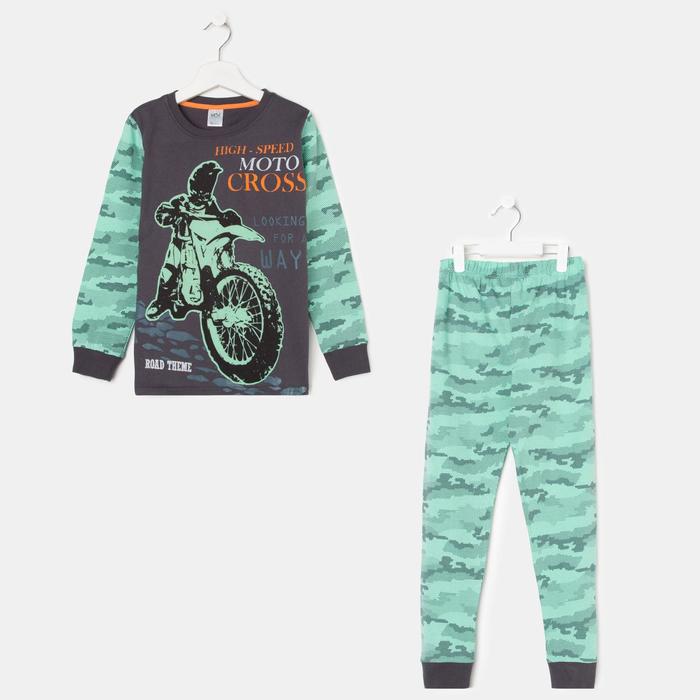 Пижама для мальчика, цвет мятный/камуфляж, рост 104-110 см (30)