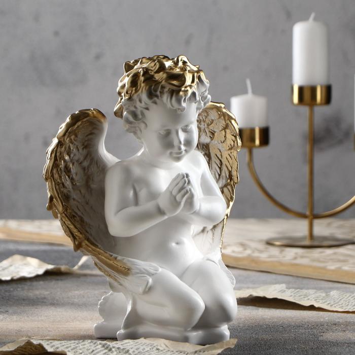 Статуэтка "Ангел молящийся", золотистая, гипс, 25 см