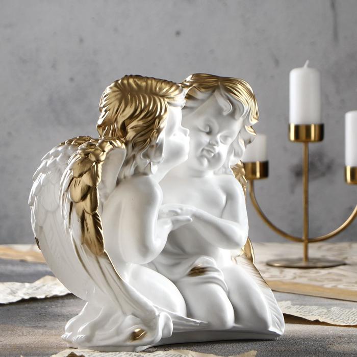 

Статуэтка "Ангелы влюбленная пара", золотистая, гипс, 26 см