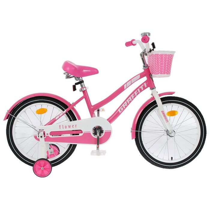 фото Велосипед 18" graffiti flower, цвет розовый/белый