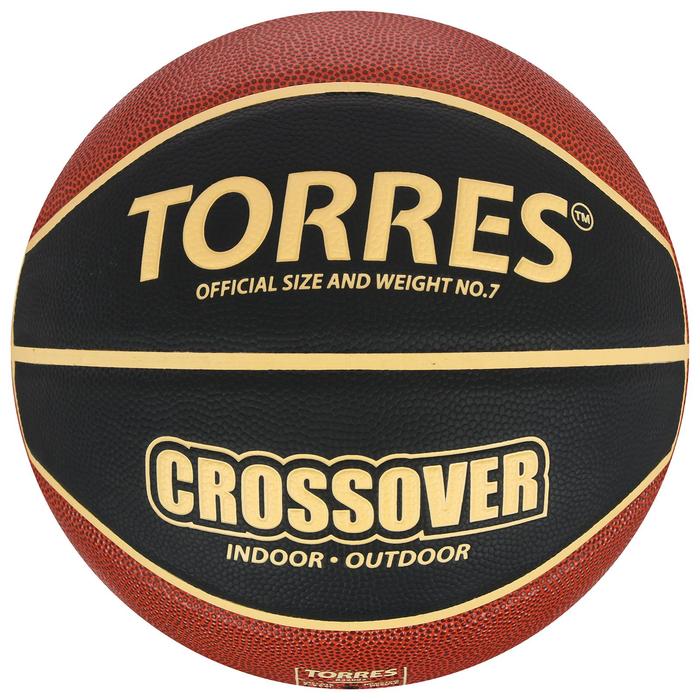 Мяч баскетбольный TORRES Crossover, B32097, PU, клееный, 8 панелей, р. 7 мяч баскетбольный torres tt b02125 резина клееный 8 панелей р 5