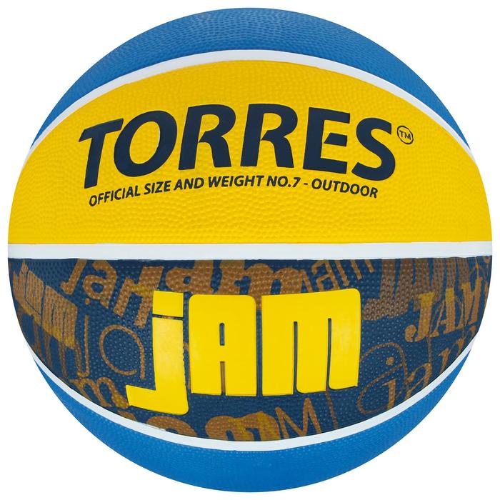 Мяч баскетбольный TORRES Jam, B02047, резина, клееный, 8 панелей, р. 7 мяч баскетбольный torres crossover b32097 pu клееный 8 панелей р 7