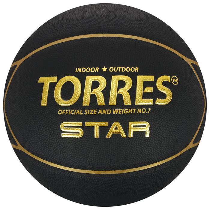 Мяч баскетбольный TORRES Star, B32317, PU, клееный, 7 панелей, размер 7 мяч баскетбольный torres crossover b32097 pu клееный 8 панелей р 7