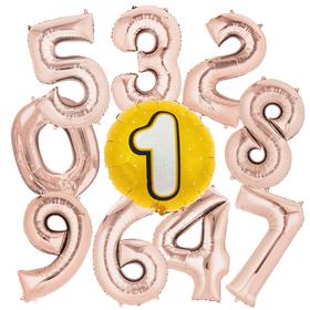 

Шар фольгированный 18" «Цифра», от 0 до 9, МИКС, розовое золото