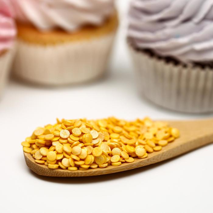 фото Кондитерская посыпка «конфетти», жёлтая перламутровая, 50 г топ декор