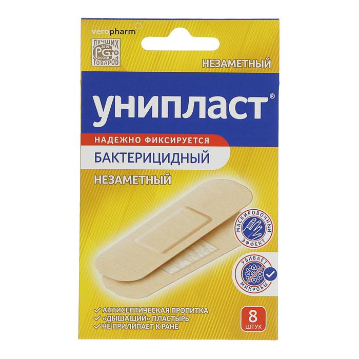 

Лейкопластырь Унипласт бактерицидный незаметный набор 8 шт 1,9 х 7,2 см