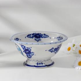 

Конфетница "Подарочная Снегири" 9,5х19,5 см, гжель