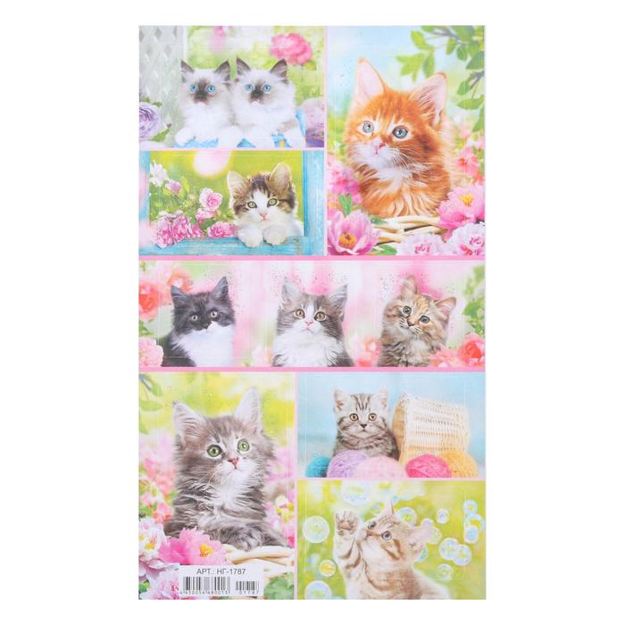 Наклейки Кошки глиттер кот у корзинки 8₽