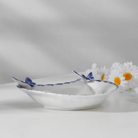 

Полутарелка , авт. Селиверстова Г.И, 17х12х3 см, 1 сорт, гжель