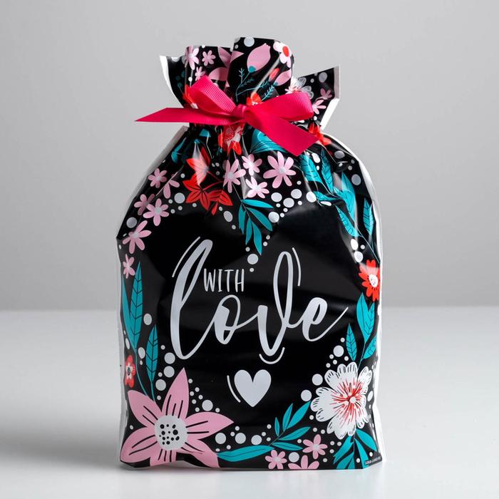 

Пакет пластиковый с лентой «With love», 20 × 30 см