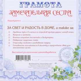 

Грамота "Замечательная сестра"